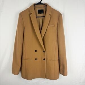 BANANA REPUBLIC Wool Blend Double Breast Peacoat Camel Tan Size 14